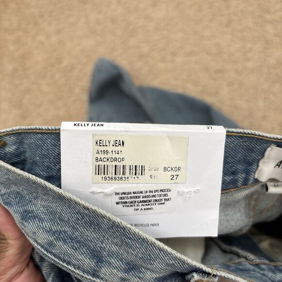 Agolde Kelly Jean Women 27 Blue Backdrop Distressed High-rise Straight Leg NWT - Picture 8 of 8
